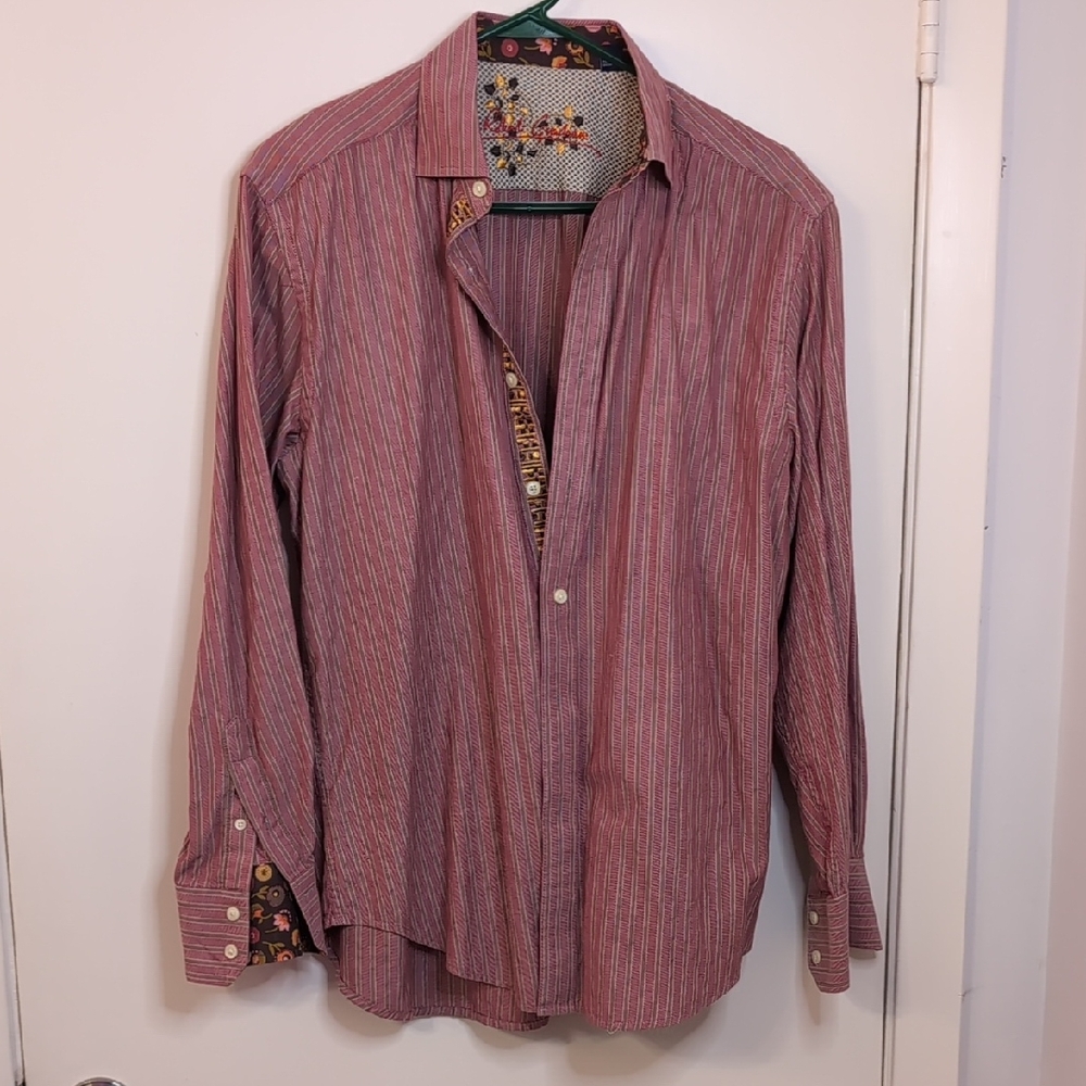 Robert Graham Red Casual Button Down Shirt Relaxed Fit